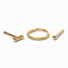 18G 18kt Gold Plated Titanium Cubic Zirconia Mixed Nose Jewelry Set - 3 Pack