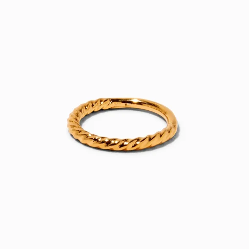 18G 18kt Gold Plated Titanium Braided Clicker Hoop Nose Ring