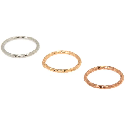 20G Mixed Metal Stainless Steel Textured Hoop Nose Rings - 3 Pack