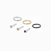 20G Mixed Metal Stainless Steel Crystal Nose Studs & Hoops - 6 Pack