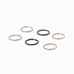 20G Mixed Metal Stainless Steel Nose Rings - 6 Pack