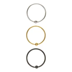 20G Mixed Metal Stainless Steel Ball Nose Rings - 3 Pack