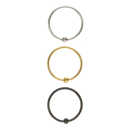 20G Mixed Metal Stainless Steel Ball Nose Rings - 3 Pack