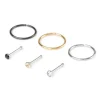 20G Mixed Metal Stainless Steel Hoops & Crystal Nose Studs - 6 Pack