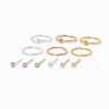 22G Mixed Metal Sterling Silver Nose Studs & Hoop - 12 Pack