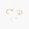22G Mixed Metal Sterling Silver Geometric Crystal Nose Studs - 3 Pack
