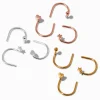 22G Mixed Metal Sterling Silver Star, Hearts, & Balls U-Shaped Nose Studs - 9 Pack