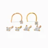 22G Mixed Metal Sterling Silver Mixed Crystal Nose Studs - 6 Pack