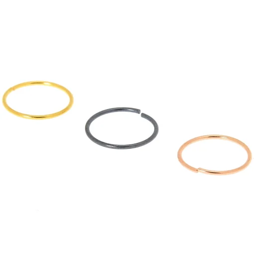 22G Mixed Metal Sterling Silver Hoop Nose Rings - 3 Pack