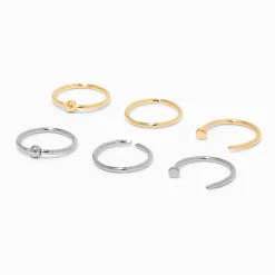 20G Mixed Metal Titanium Ball Nose Rings - 6 Pack