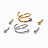 20G Mixed Metal Titanium Cubic Zirconia Nose Studs & Double Hoops - 6 Pack