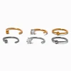 20G Mixed Metal Titanium Cubic Zirconia Nose Hoops - 6 Pack