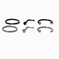 20G Mixed Metal Titanium Nose Studs & Hoop - 6 Pack