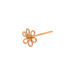 22G Rose Gold-tone Sterling Silver Wire Flower Nose Stud