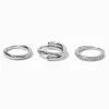 18G Silver-tone Stainless Steel Cubic Zirconia Twist Nose Hoops - 3 Pack