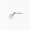 20G Silver-tone Stainless Steel Cubic Zirconia Basic Nose Stud