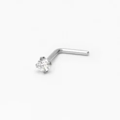 20G Silver-tone Stainless Steel Cubic Zirconia Basic Nose Stud