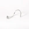 22G Silver-tone Stainless Steel Classic Crystal Nose Stud