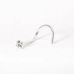 22G Silver-tone Stainless Steel Classic Crystal Nose Stud