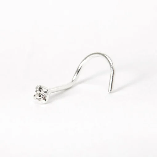 22G Silver-tone Stainless Steel Classic Crystal Nose Stud