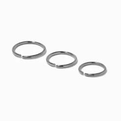20G Silver-tone Stainless Steel Mixed Nose Rings - 3 Pack