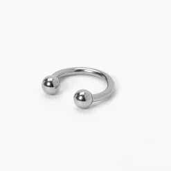 16G Silver-tone Stainless Steel Horseshoe Septum Nose Ring