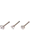 20G Silver-tone Stainless Steel Cubic Zirconia Mixed Shape Nose Studs - 3 Pack