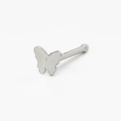 20G Silver-tone Stainless Steel Butterfly Nose Stud