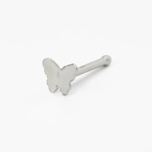 20G Silver-tone Stainless Steel Butterfly Nose Stud