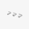 20G Silver-tone Stainless Steel Mixed Crystal Nose Studs - 3 Pack
