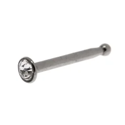 20G Silver-tone Stainless Steel Crystal Nose Stud
