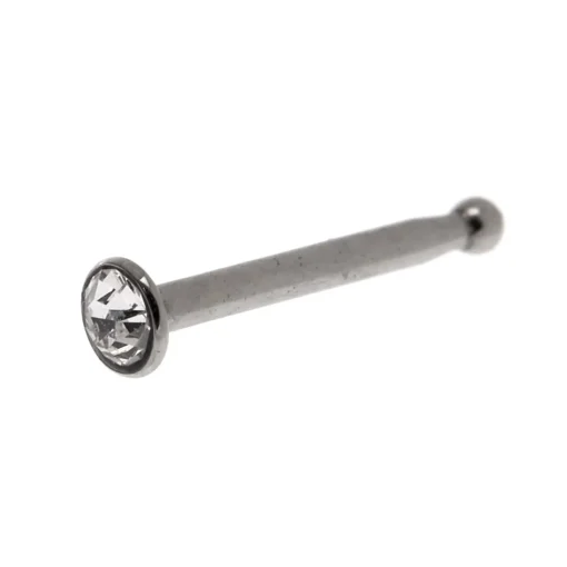 20G Silver-tone Stainless Steel Crystal Nose Stud