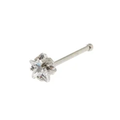 22G Silver-tone Stainless Steel Cubic Zirconia Star Nose Stud