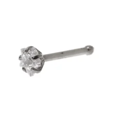 20G Silver-tone Titanium Crystal Star Nose Stud