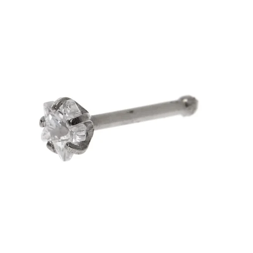 20G Silver-tone Titanium Crystal Star Nose Stud