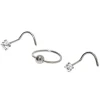 20G Silver-tone Titanium Double Crystal Nose Studs - 3 Pack
