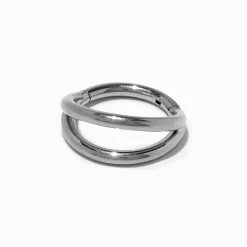 16G Silver-tone Titanium Double Row Nose Ring