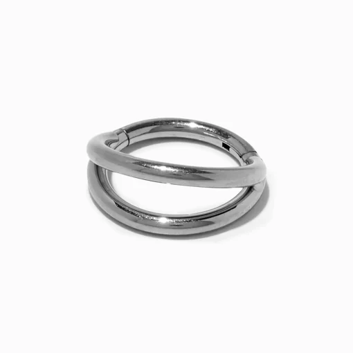 16G Silver-tone Titanium Double Row Nose Ring