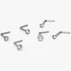 20G Silver-tone Titanium Graduated Nose Studs - 6 Pack