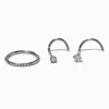18G Silver-tone Titanium Rhinestone Nose Stud & Hoop - 3 Pack