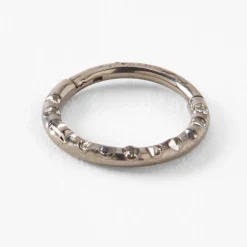 18G Silver-tone Titanium Studded Nose Ring
