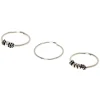 22G Sterling Silver Bali Beaded Hoop Nose Rings - 3 Pack