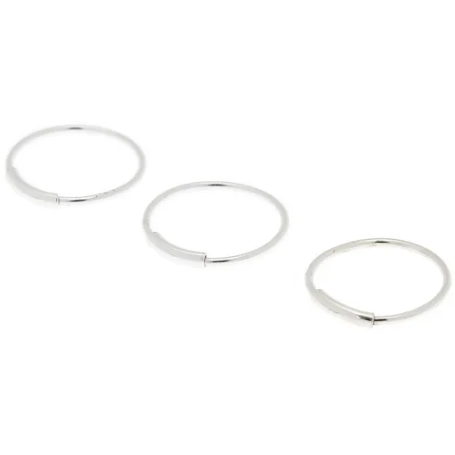 22G Sterling Silver Bar Nose Rings - 3 Pack
