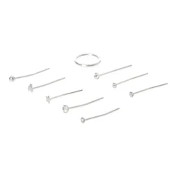 22G Sterling Silver Bend to Fit Nose Studs & Hoop - 9 Pack