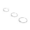 22G Sterling Silver Classic Nose Rings - 3 Pack
