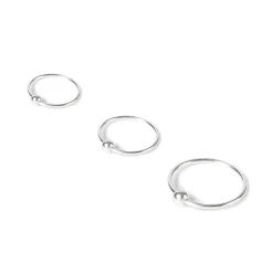 22G Sterling Silver Classic Nose Rings - 3 Pack