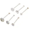 22G Sterling Silver Crystal Mixed Nose Studs - 6 Pack