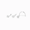 22G Sterling Silver Cubic Zirconia Nose Studs - 3 Pack