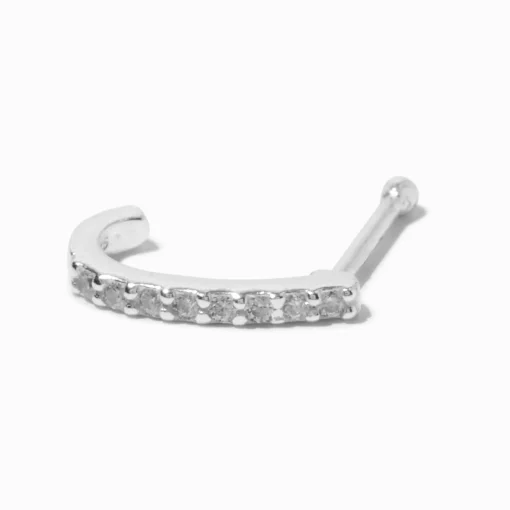 22G Sterling Silver Cubic Zirconia Pavé Nose Hoop