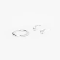22G Sterling Silver Nose Rings & Studs Set - 3 Pack